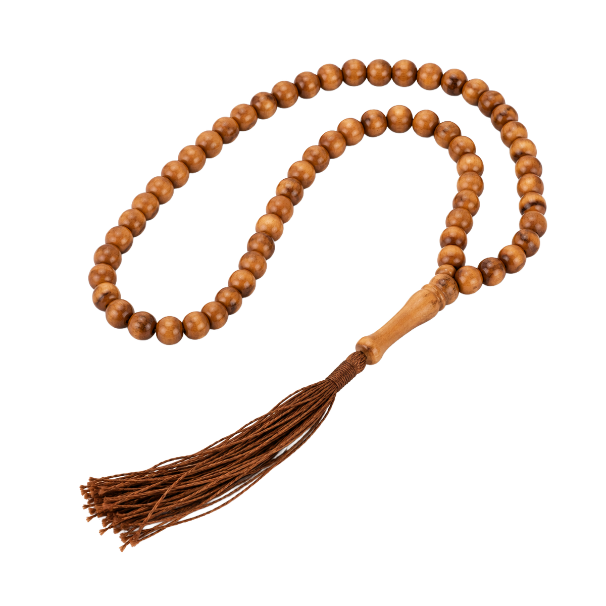 Tasbih aus Olivenholz mit 33 Perlen und brauner Quaste